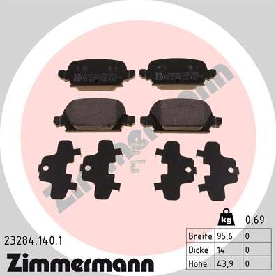 Zimmermann 23284.140.1 - Bremsbelagsatz, Scheibenbremse alexcarstop-ersatzteile.com