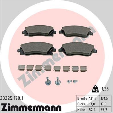 Zimmermann 23225.170.1 - Bremsbelagsatz, Scheibenbremse alexcarstop-ersatzteile.com