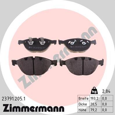 Zimmermann 23791.205.1 - Bremsbelagsatz, Scheibenbremse alexcarstop-ersatzteile.com