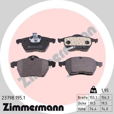 Zimmermann 23798.195.1 - Bremsbelagsatz, Scheibenbremse alexcarstop-ersatzteile.com