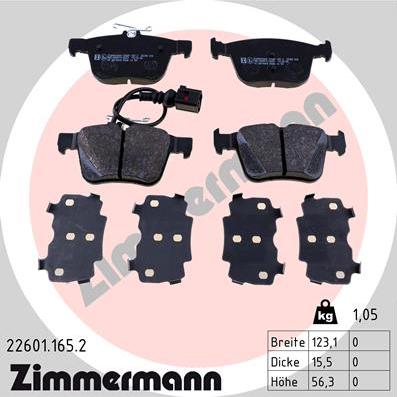 Zimmermann 22601.165.2 - Bremsbelagsatz, Scheibenbremse alexcarstop-ersatzteile.com