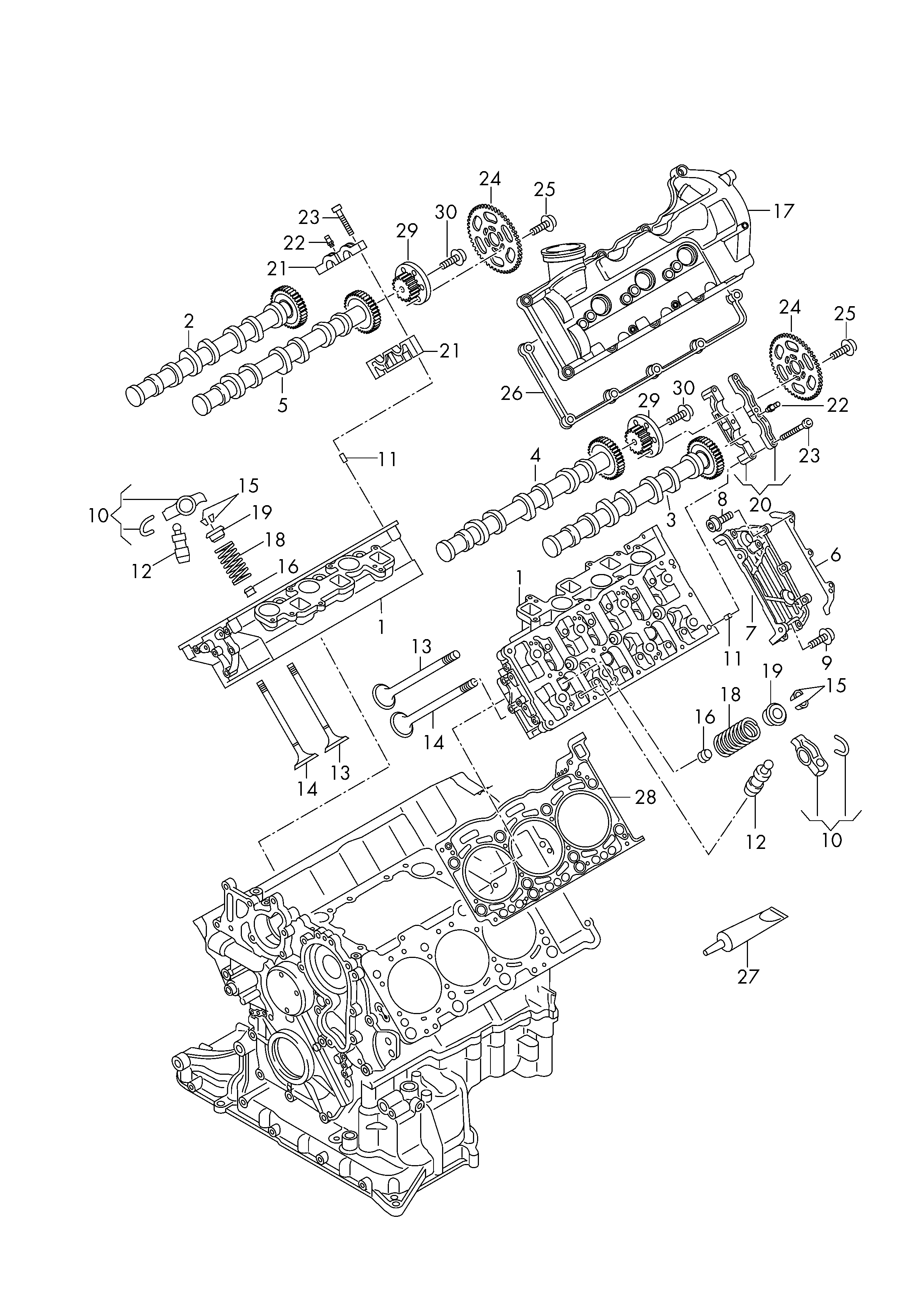 AUDI 057 109 675 - Dichtungssatz, Zylinderkopf alexcarstop-ersatzteile.com