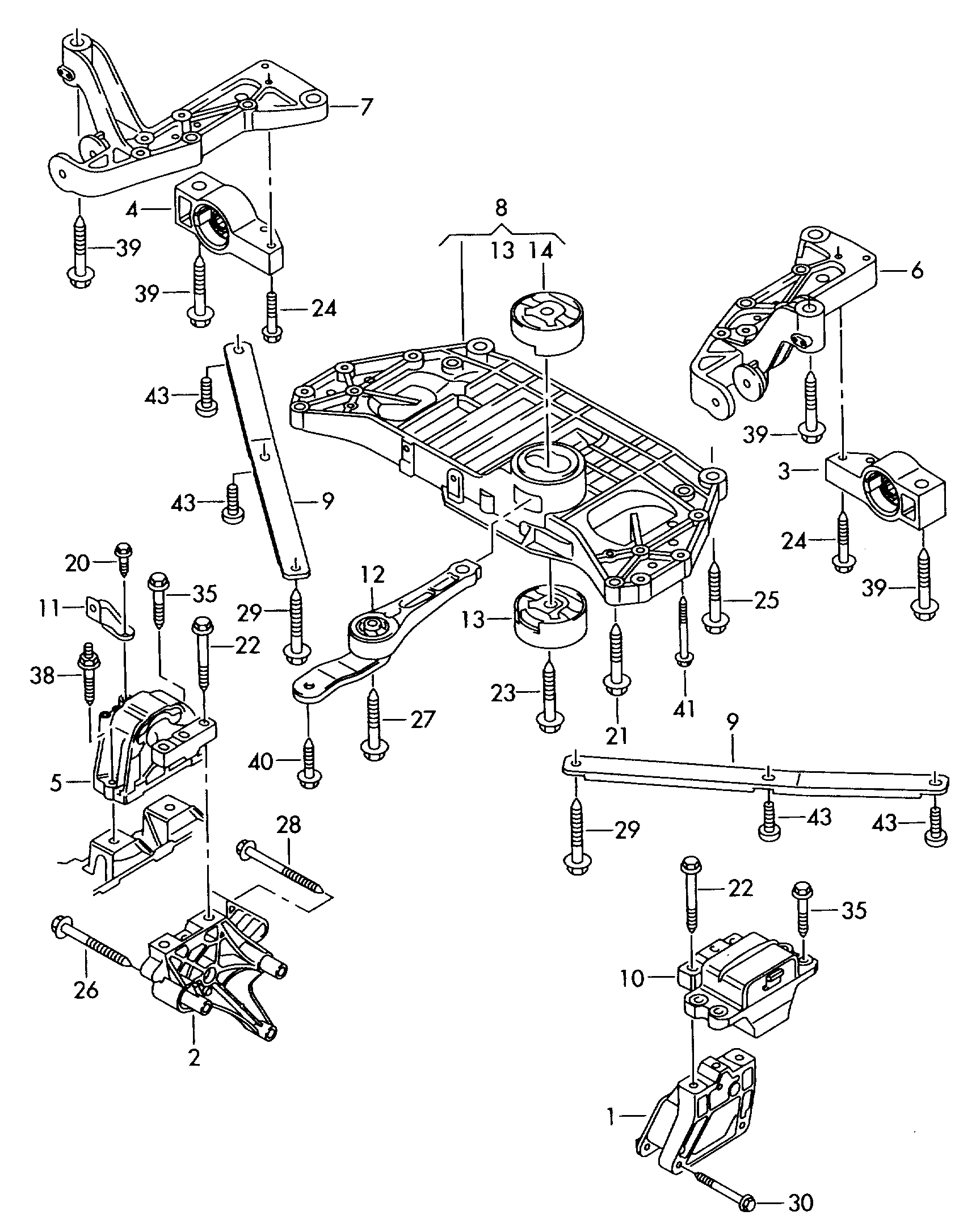 Skoda 1K0 199 232 J - Lagerung, Motor alexcarstop-ersatzteile.com