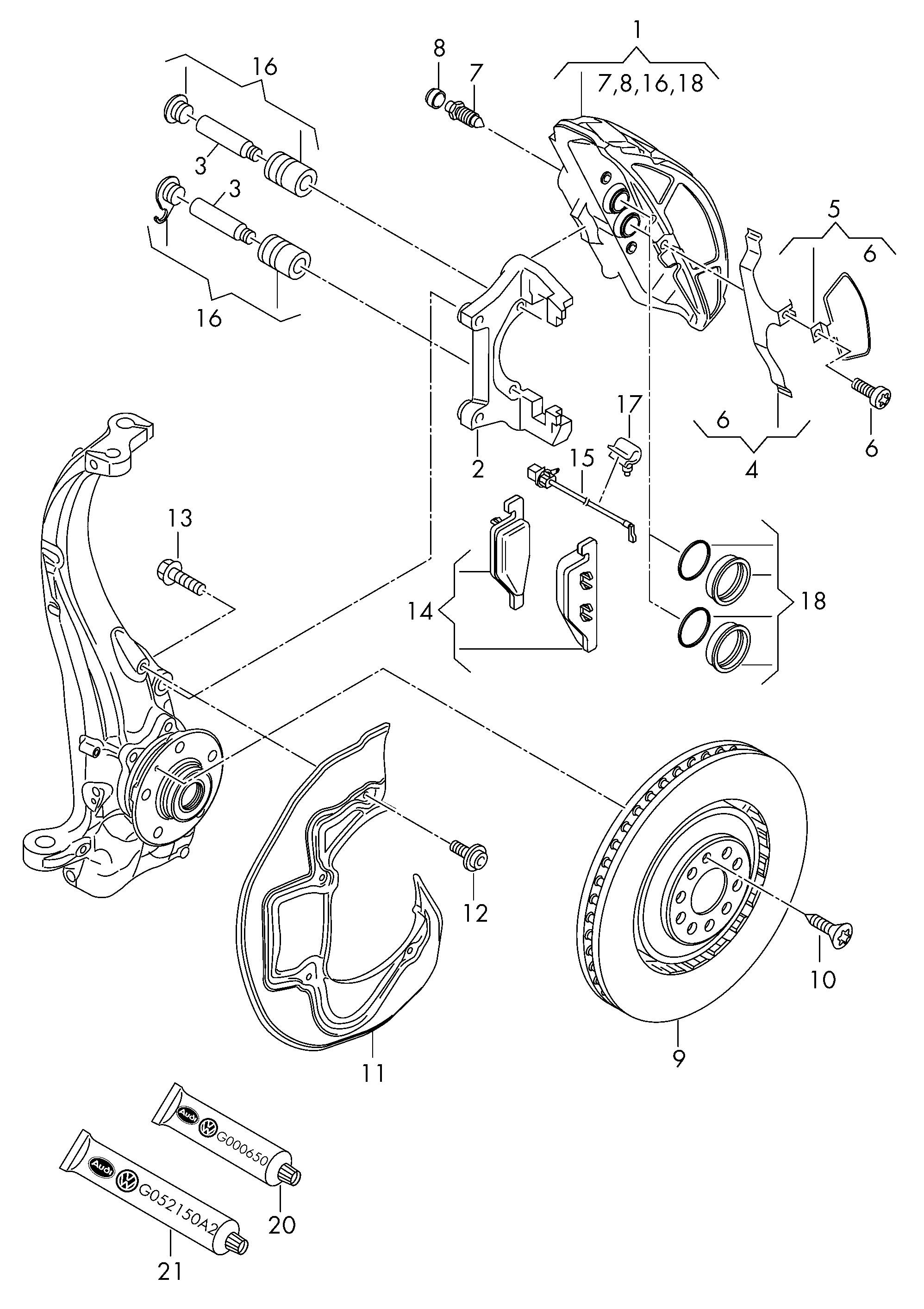 Skoda 4H0698151G - Bremsbelagsatz, Scheibenbremse alexcarstop-ersatzteile.com