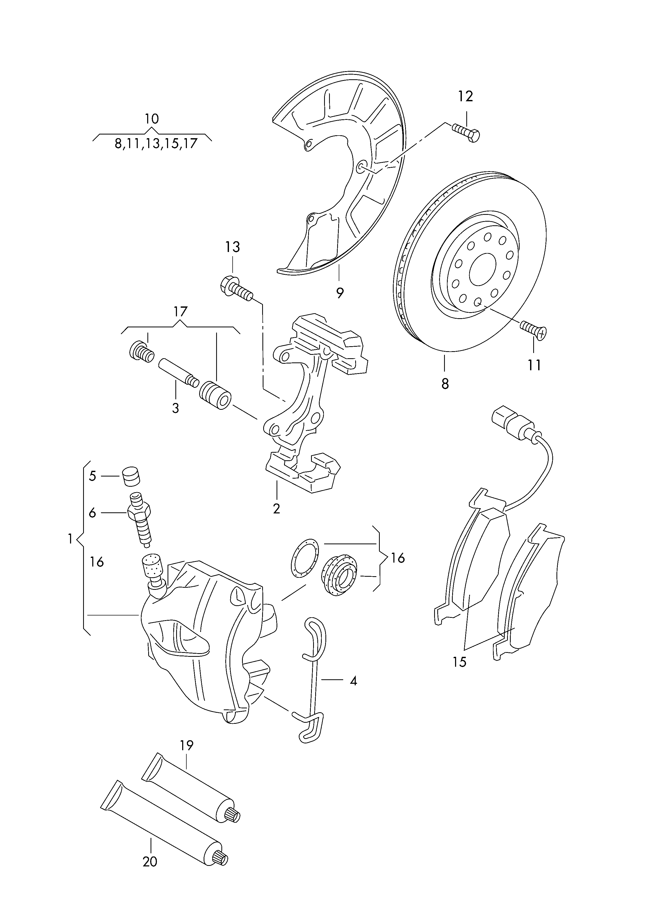 VAG 8K0 698 151 F - Bremsbelagsatz, Scheibenbremse alexcarstop-ersatzteile.com