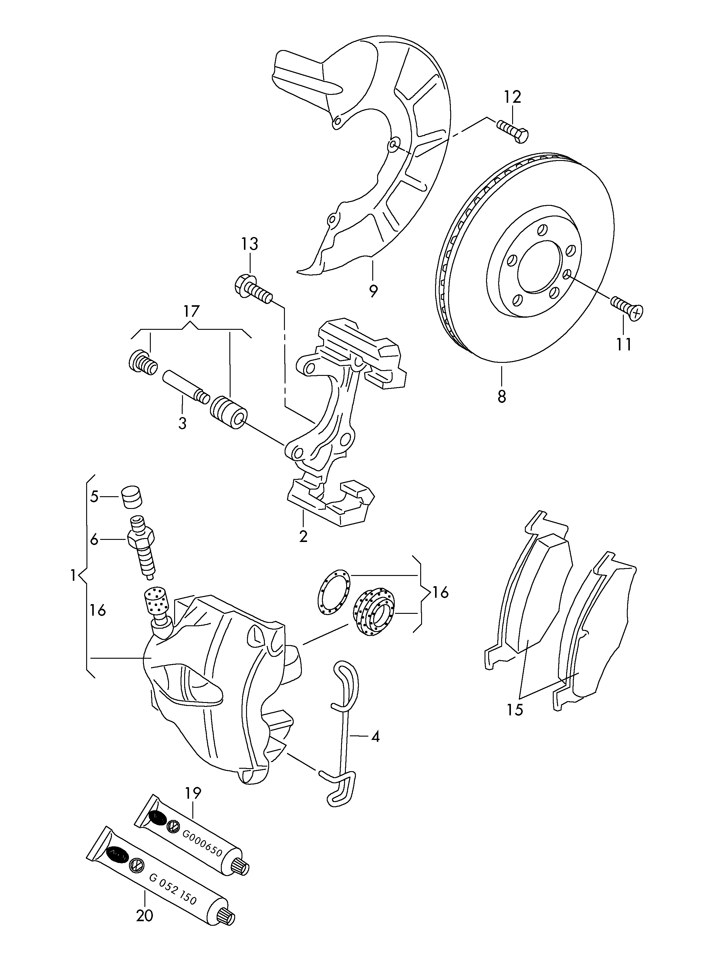 VW 1K0 698 471 B - Reparatursatz, Bremssattel alexcarstop-ersatzteile.com