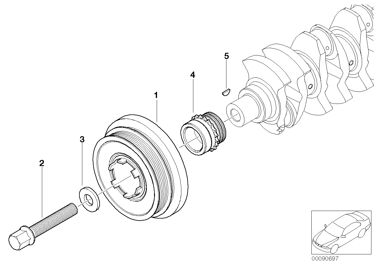 BMW 11 23 7 805 696 - Riemenscheibe, Kurbelwelle alexcarstop-ersatzteile.com