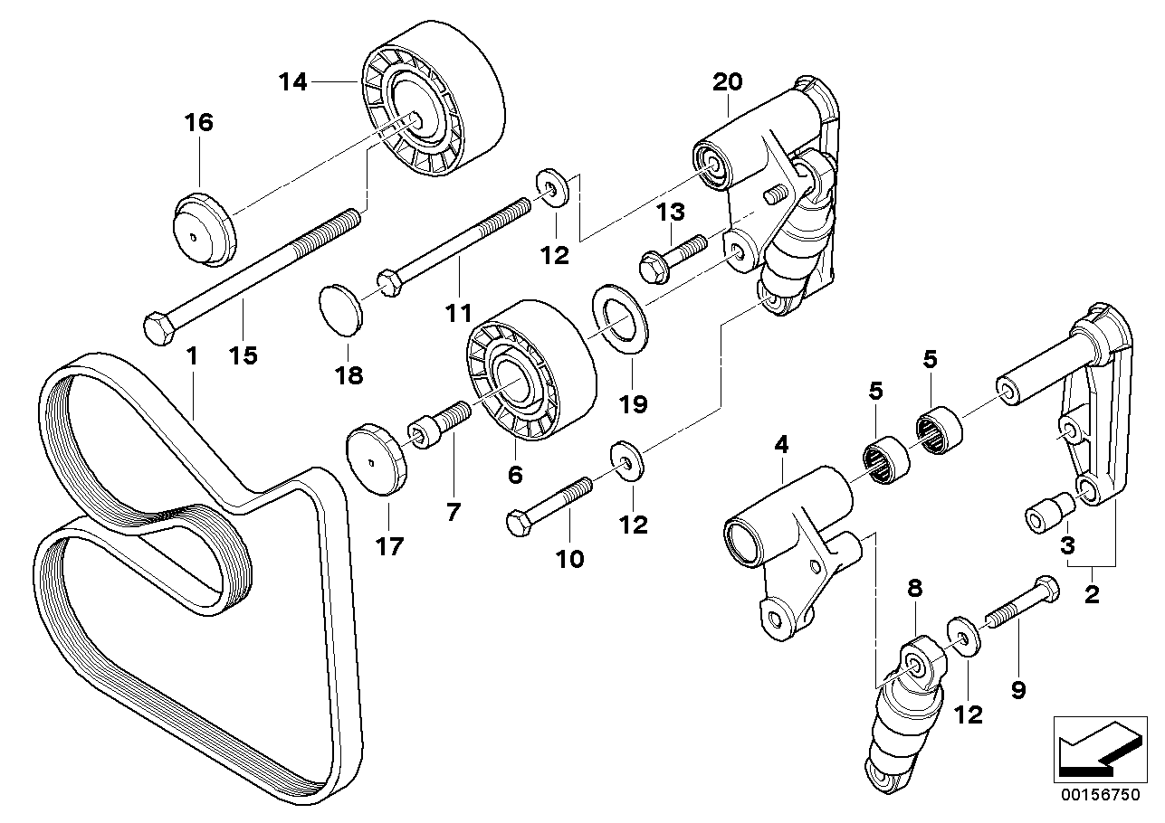 BMW (BRILLIANCE) 11 28 1 722 789 - Reparatursatz, Spannarm-Keilrippenriemen alexcarstop-ersatzteile.com