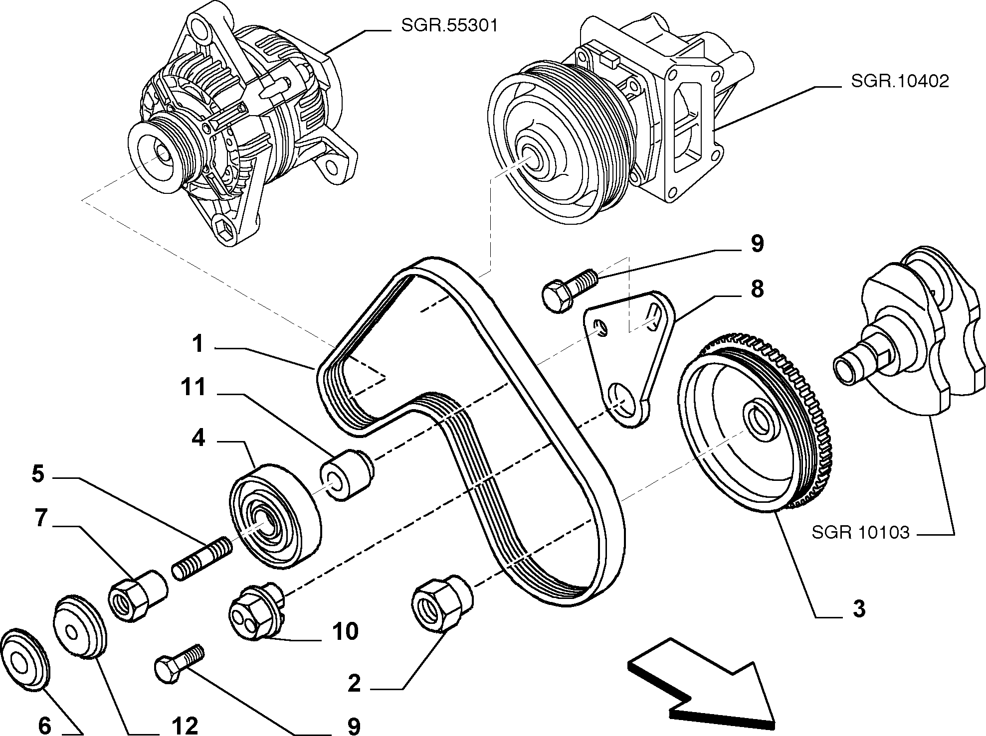 FIAT 46537101 - Umlenk / Führungsrolle, Keilrippenriemen alexcarstop-ersatzteile.com