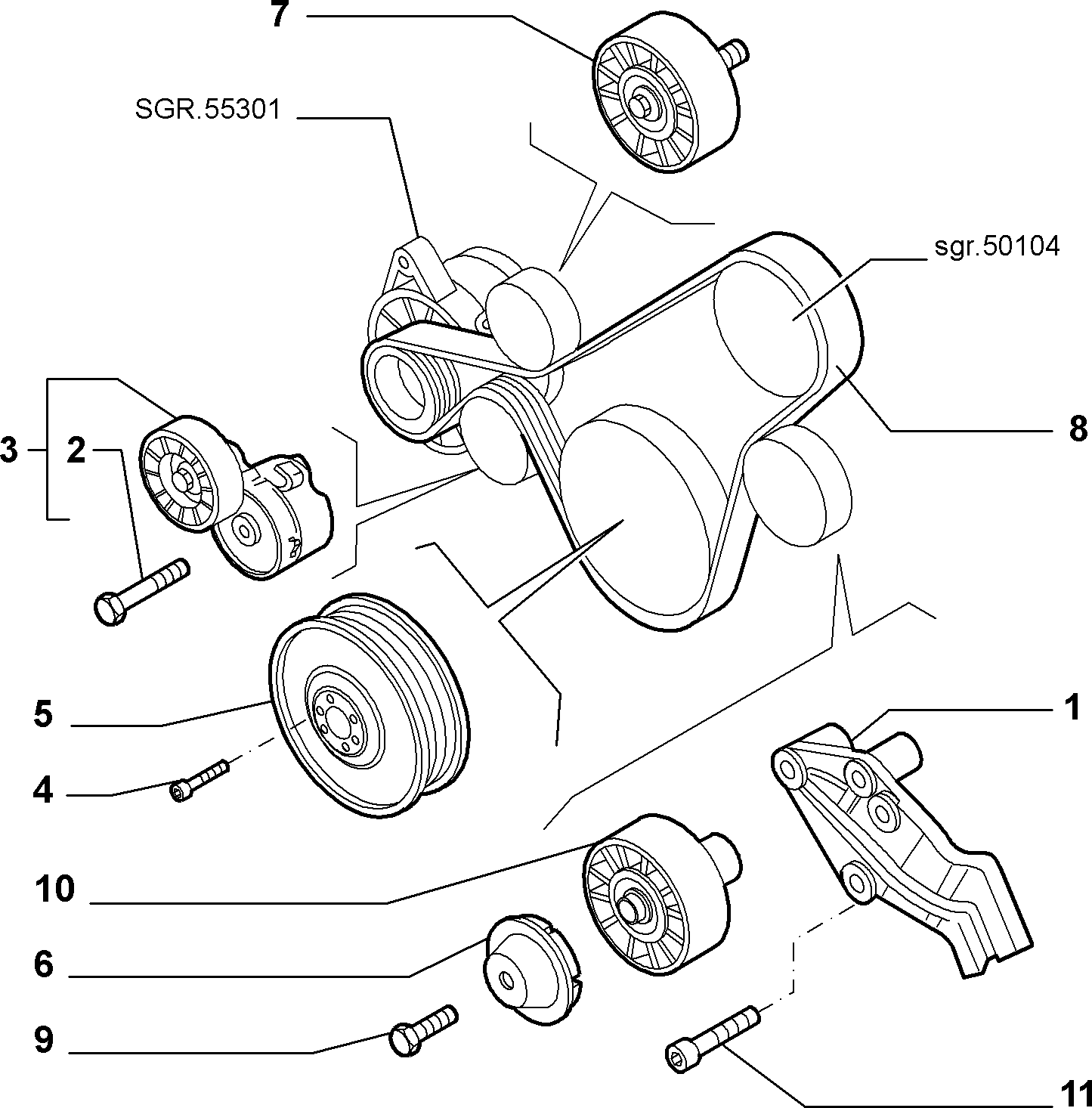 Alfa Romeo 55190052 - Umlenk / Führungsrolle, Keilrippenriemen alexcarstop-ersatzteile.com