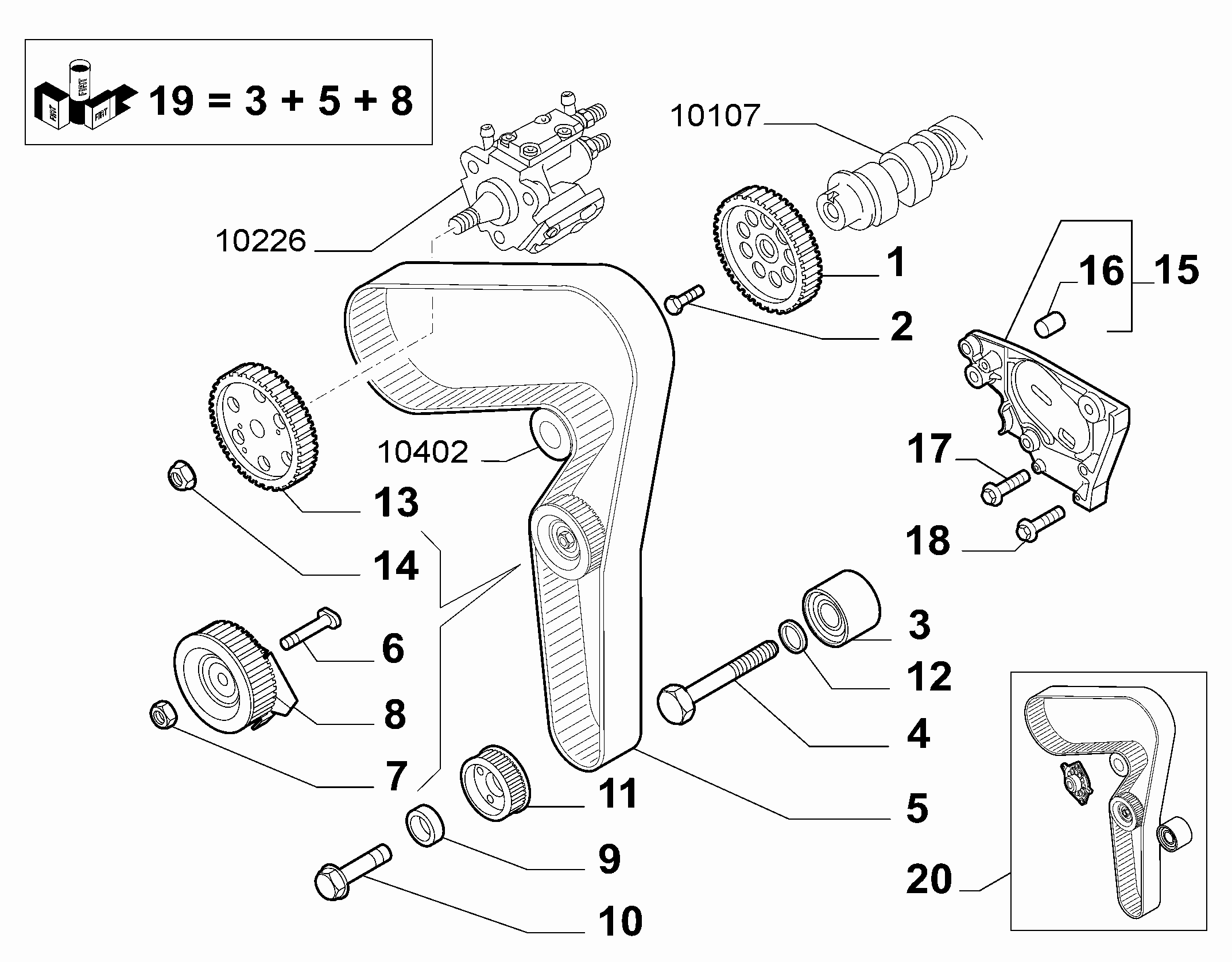 Cadillac 55183528 - Zahnriemensatz alexcarstop-ersatzteile.com