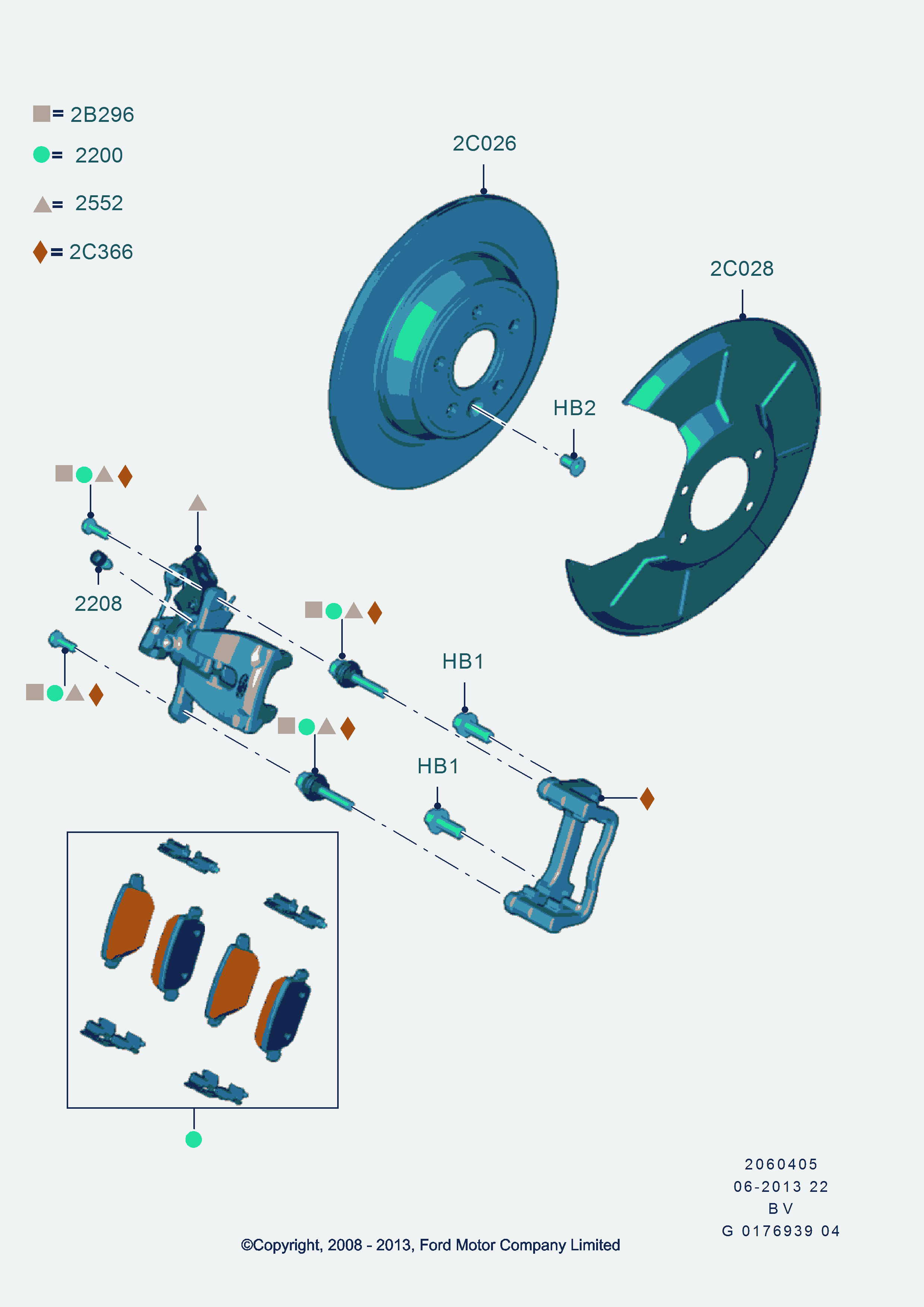 FORD 1756395 - Bremsbelagsatz, Scheibenbremse alexcarstop-ersatzteile.com