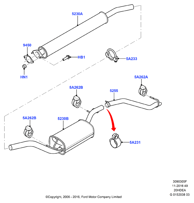 FORD 1 364 172 - Mittelschalldämpfer alexcarstop-ersatzteile.com