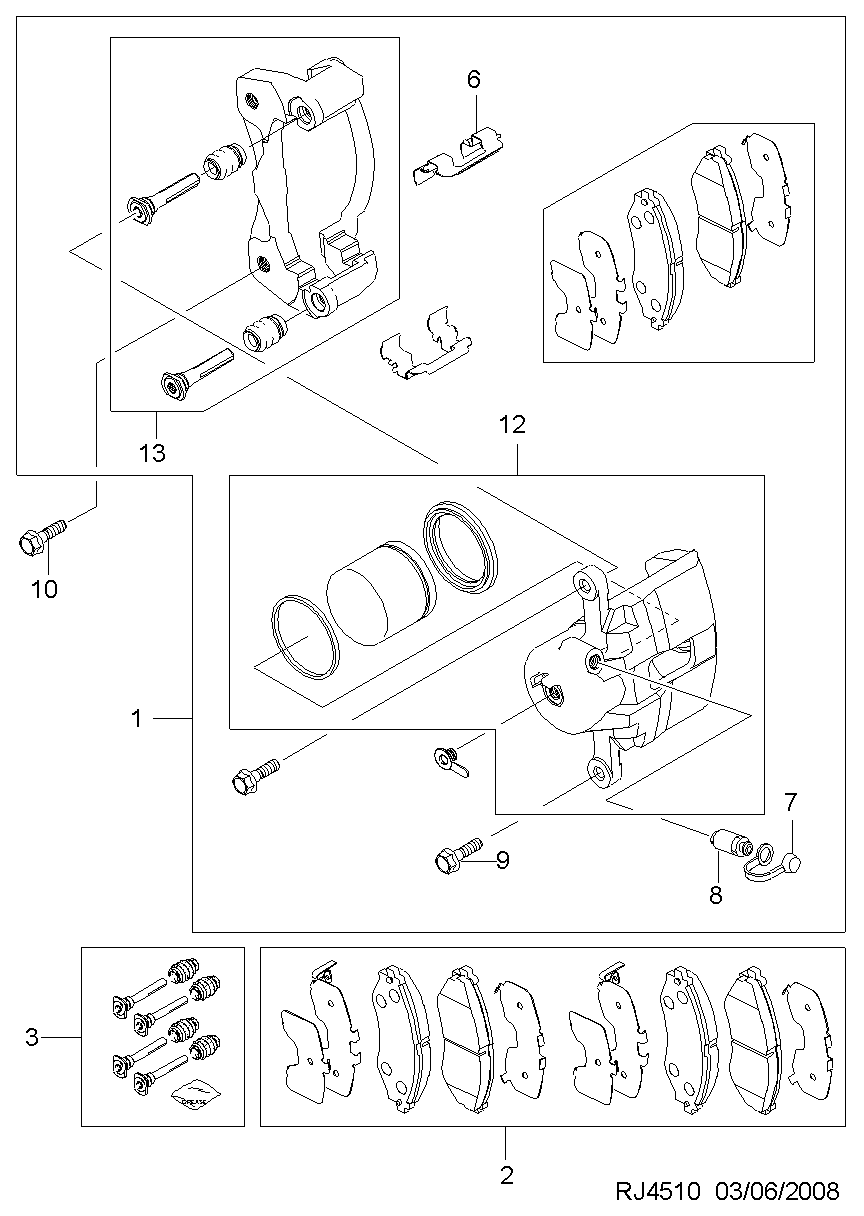 DAEWOO 96405129 - Bremsbelagsatz, Scheibenbremse alexcarstop-ersatzteile.com