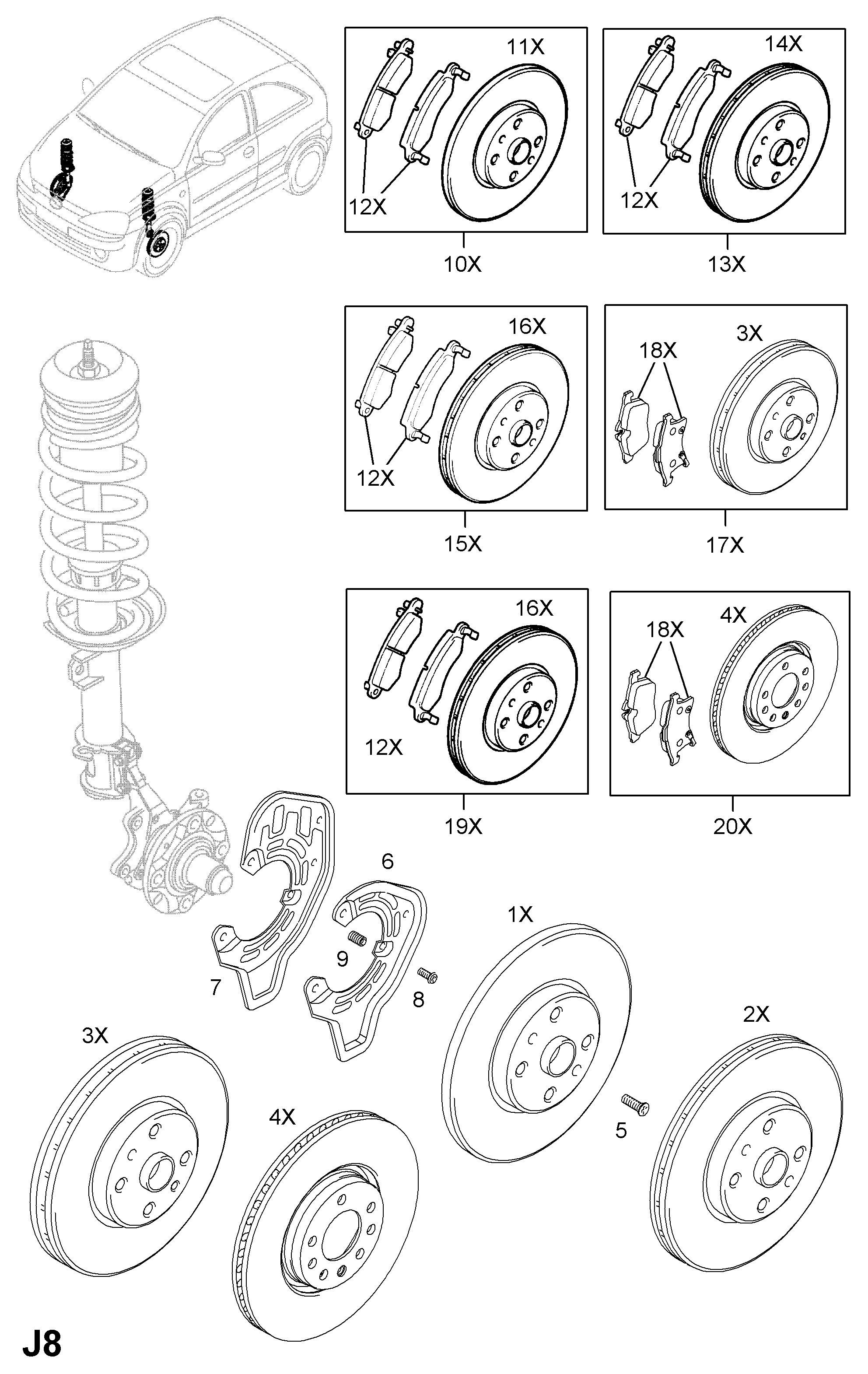 Opel 1605992 - Bremsbelagsatz, Scheibenbremse alexcarstop-ersatzteile.com