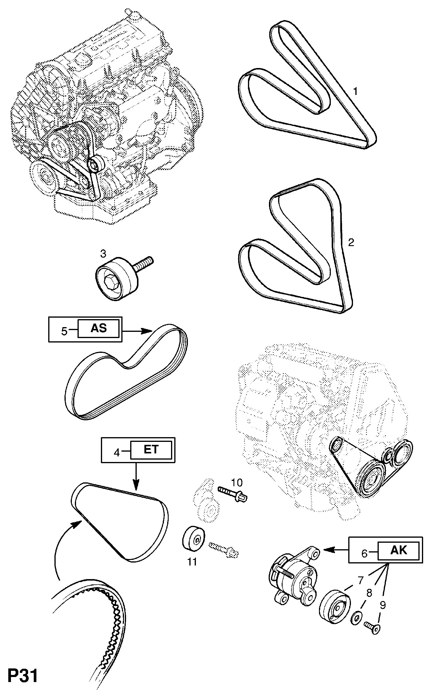 Opel 18 54 421 - Umlenk / Führungsrolle, Keilrippenriemen alexcarstop-ersatzteile.com