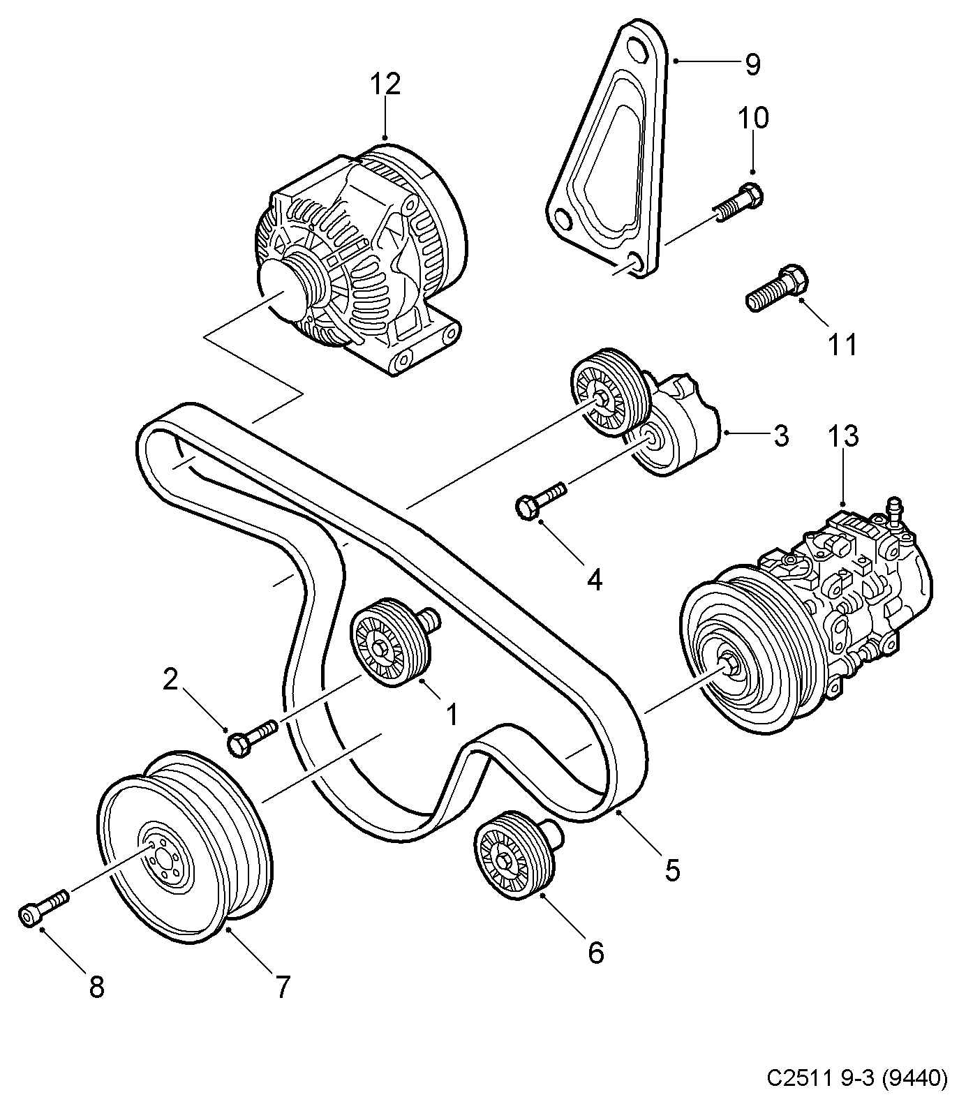 SAAB 55562251 - Umlenk / Führungsrolle, Keilrippenriemen alexcarstop-ersatzteile.com