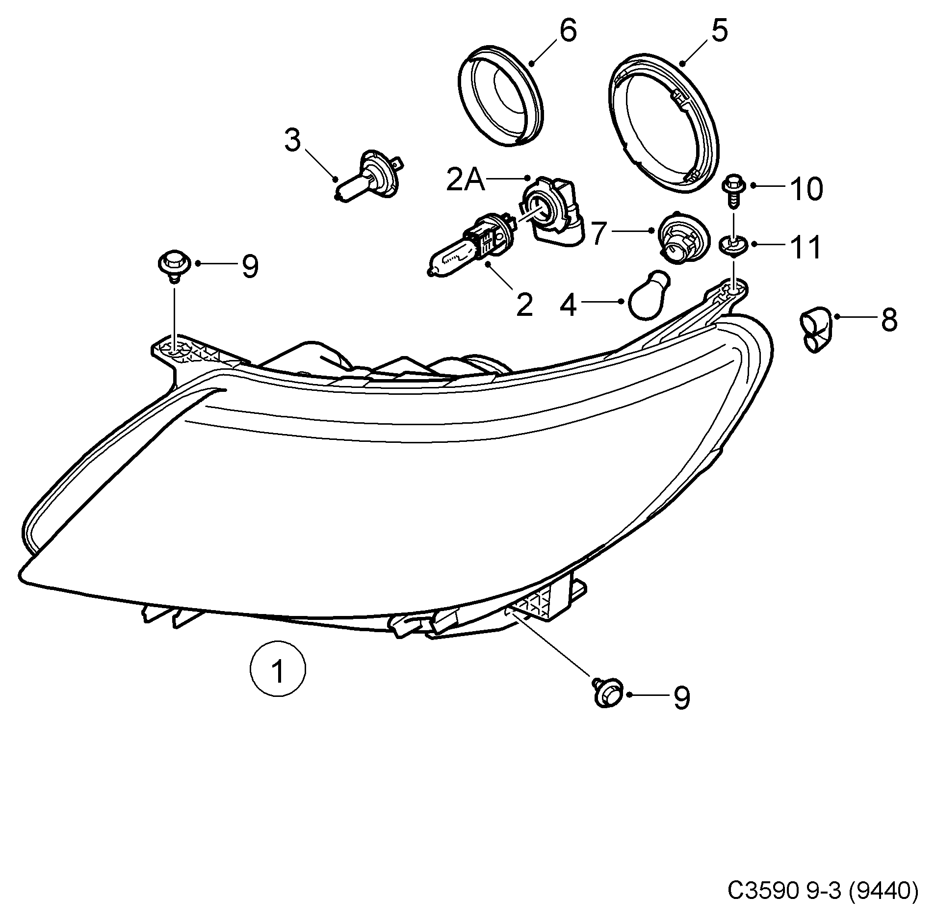 SAAB 12770137 - Hauptscheinwerfer alexcarstop-ersatzteile.com