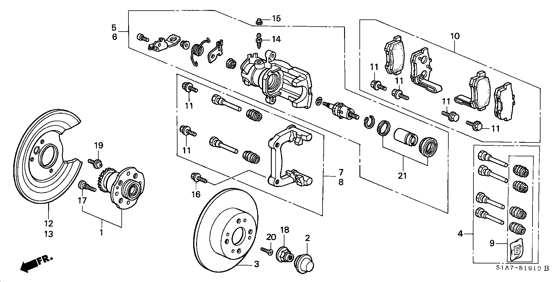 Honda 43018-S1A-E01 - Reparatursatz, Bremssattel alexcarstop-ersatzteile.com