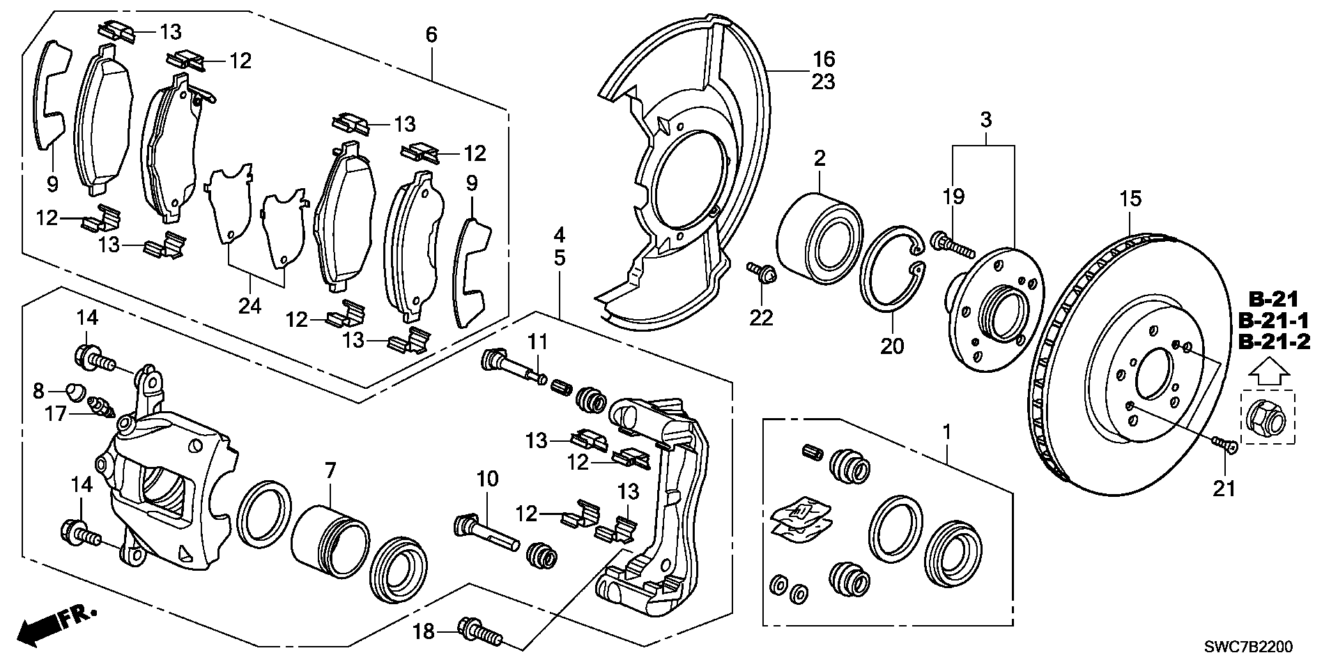 Honda 45022SWWG02 - Bremsbelagsatz, Scheibenbremse alexcarstop-ersatzteile.com