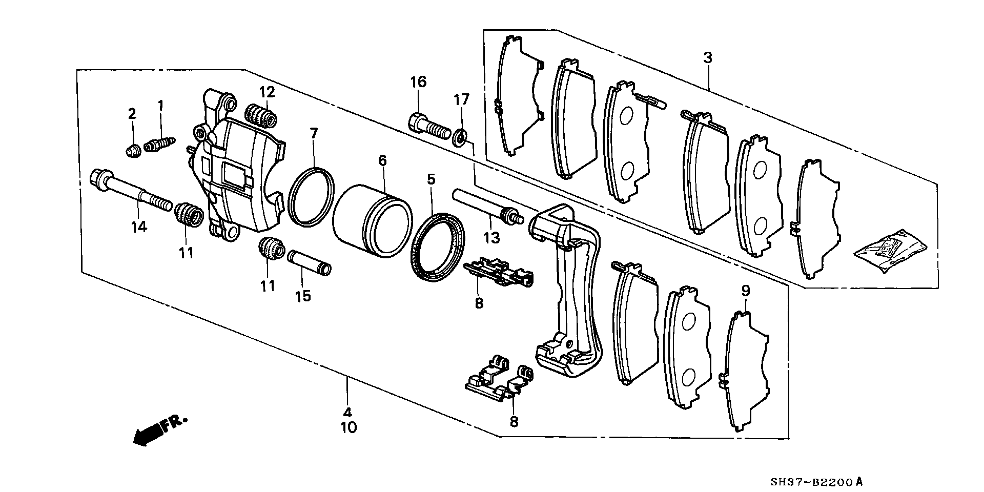 Honda 45022-SH3-509 - Bremsbelagsatz, Scheibenbremse alexcarstop-ersatzteile.com