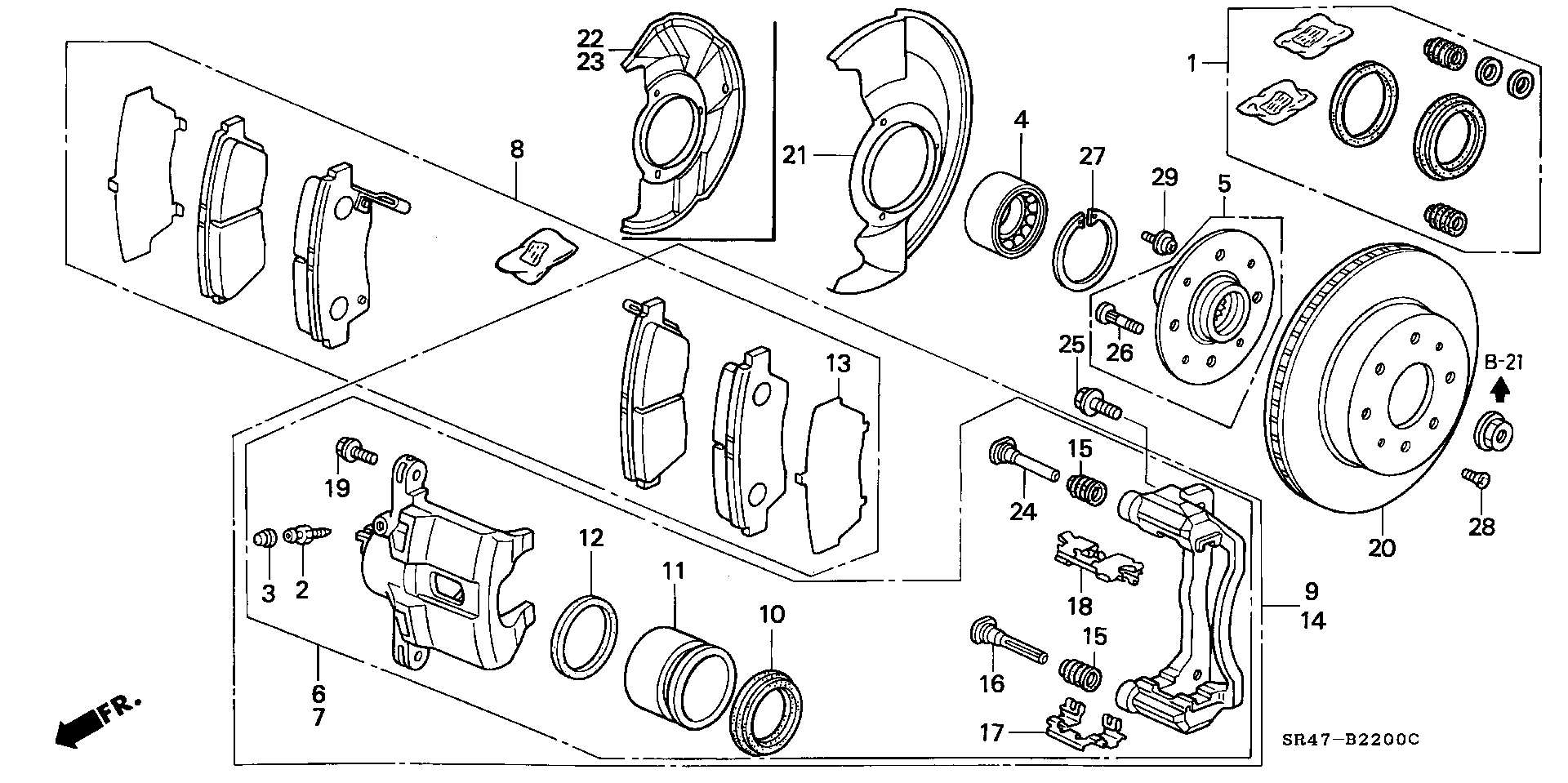 Honda 45022-SR3-G01 - Bremsbelagsatz, Scheibenbremse alexcarstop-ersatzteile.com