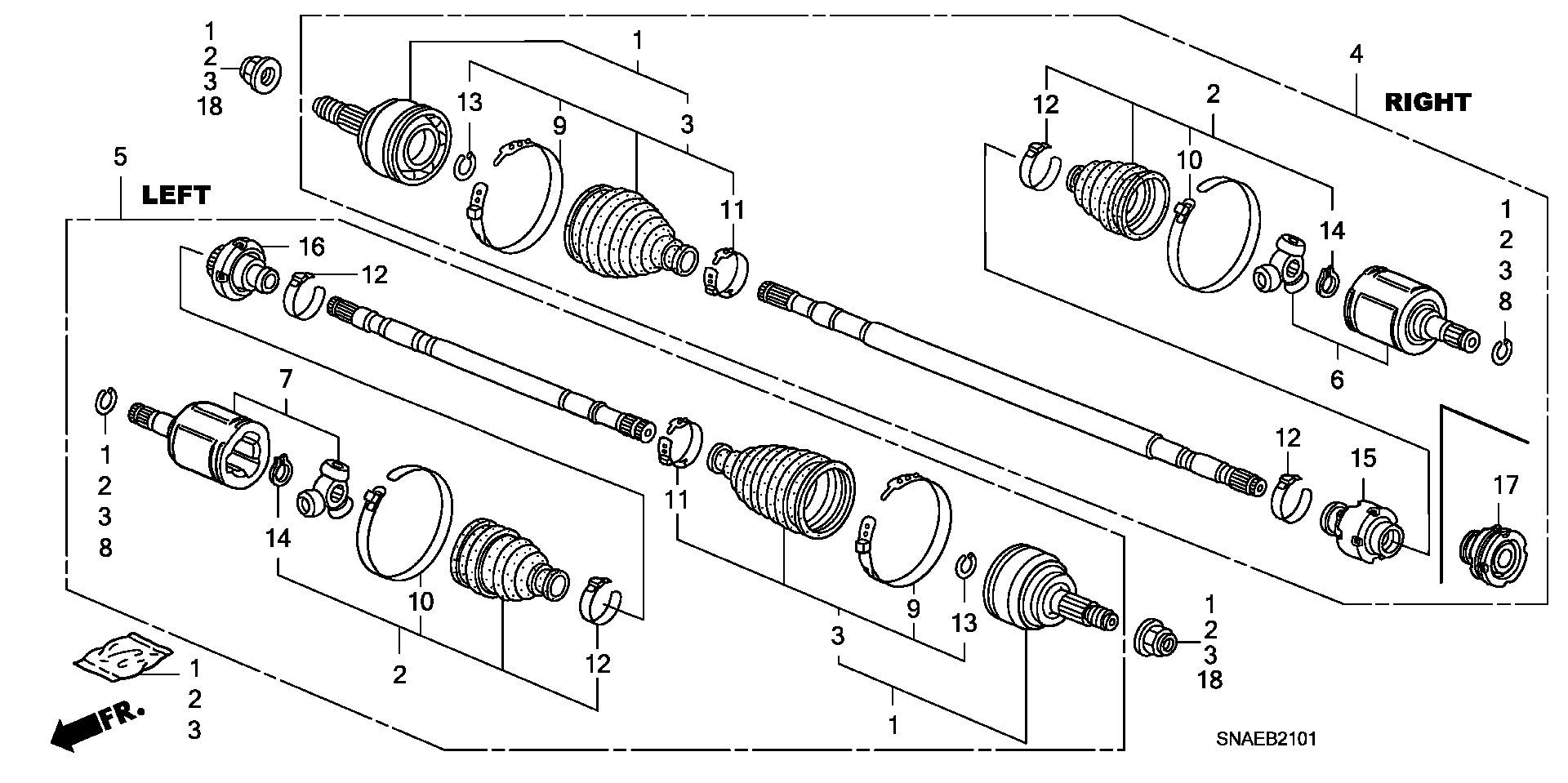 Honda 44306SNA900 - Gelenksatz, Antriebswelle alexcarstop-ersatzteile.com