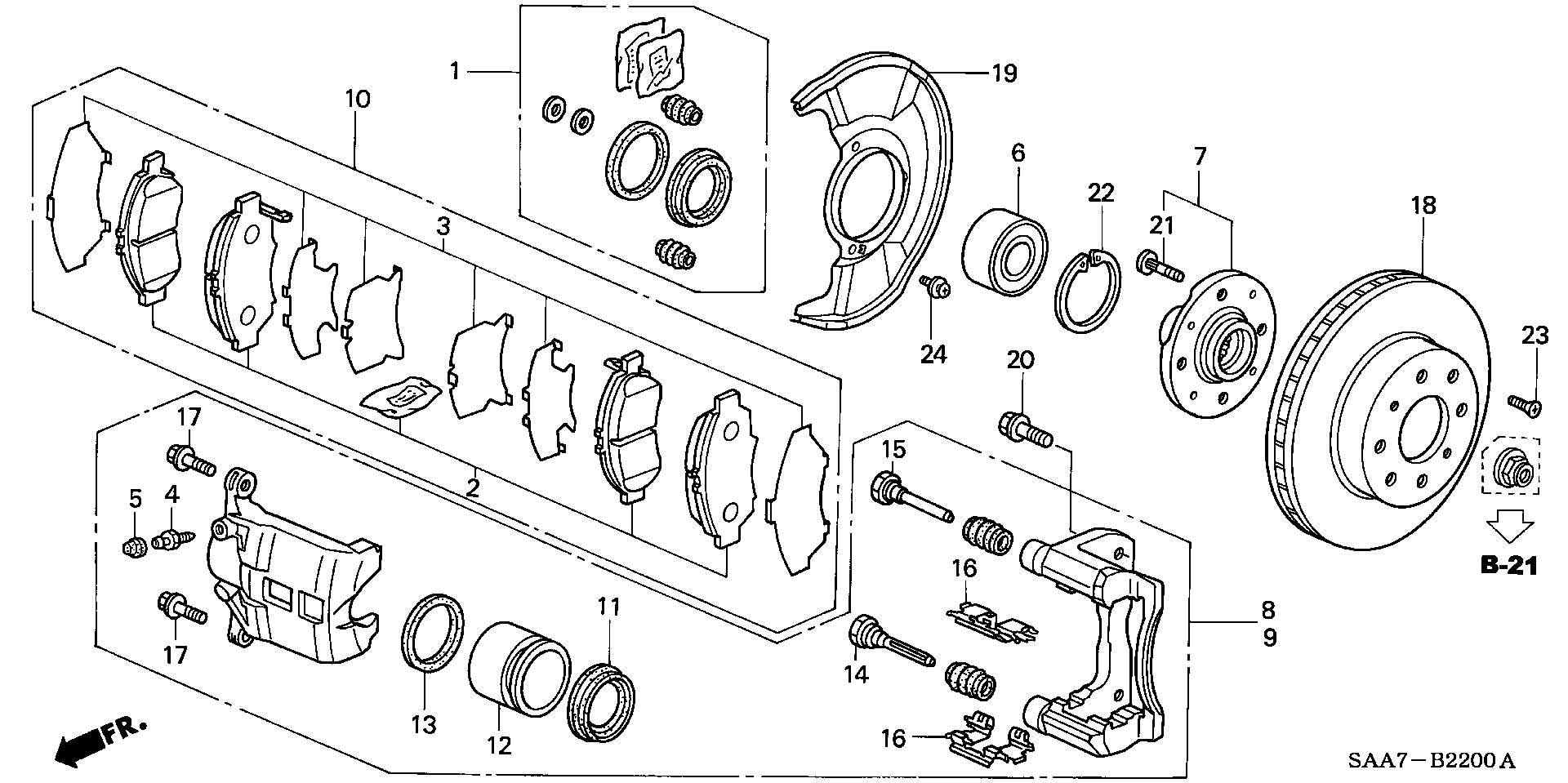 Honda 45022SAAE50 - Bremsbelagsatz, Scheibenbremse alexcarstop-ersatzteile.com