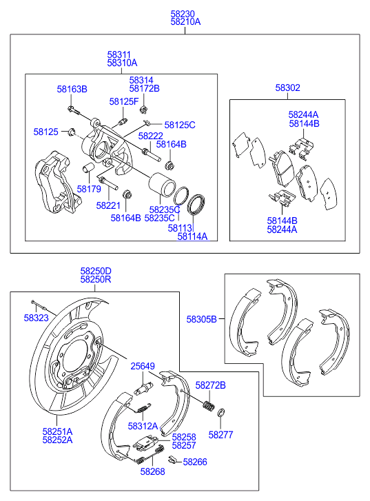 Hyundai 583053MA32 - Bremsbackensatz, Feststellbremse alexcarstop-ersatzteile.com