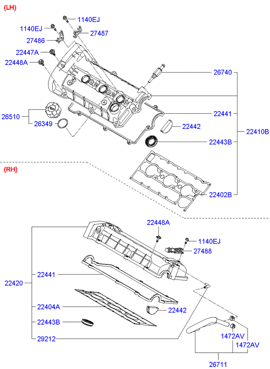 KIA 2244323001 - Dichtung, Zylinderkopfhaube alexcarstop-ersatzteile.com