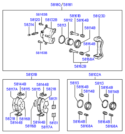 Hyundai 58101-34A10 - Bremsbelagsatz, Scheibenbremse alexcarstop-ersatzteile.com