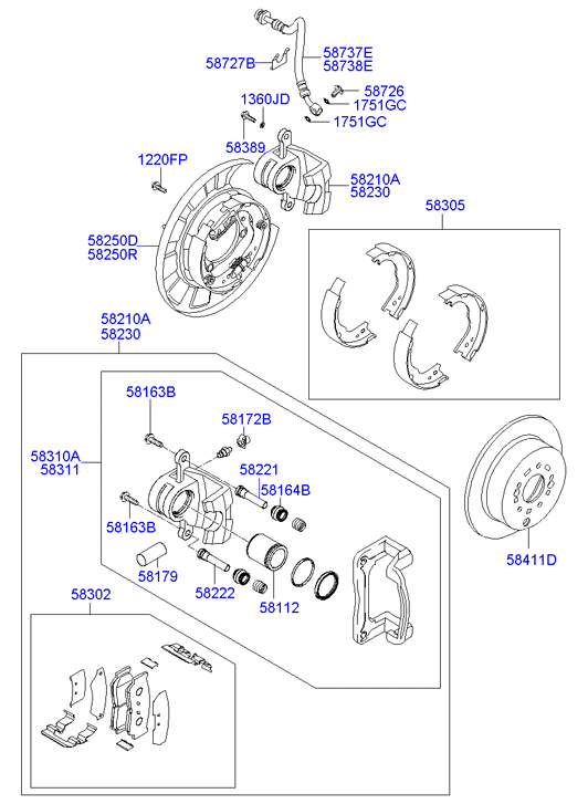 Hyundai 58302-2BA20 - Bremsbelagsatz, Scheibenbremse alexcarstop-ersatzteile.com