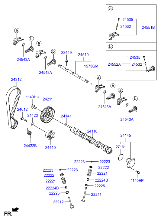 Hyundai 24410-02750 - Spannrolle, Zahnriemen alexcarstop-ersatzteile.com