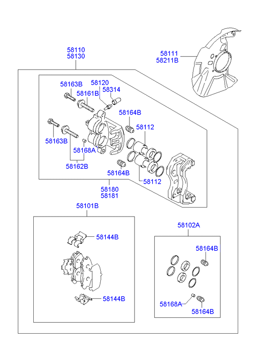 Hyundai 58101-47A00 - Bremsbelagsatz, Scheibenbremse alexcarstop-ersatzteile.com