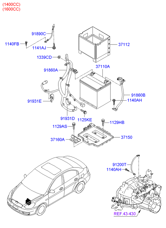 Hyundai 3711025000 - Starterbatterie alexcarstop-ersatzteile.com