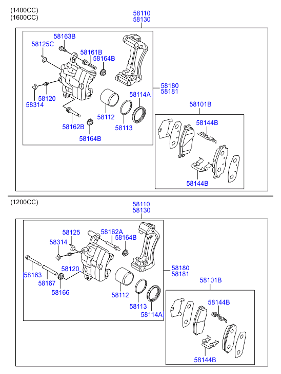 Hyundai 58101-1JA10 - Bremsbelagsatz, Scheibenbremse alexcarstop-ersatzteile.com