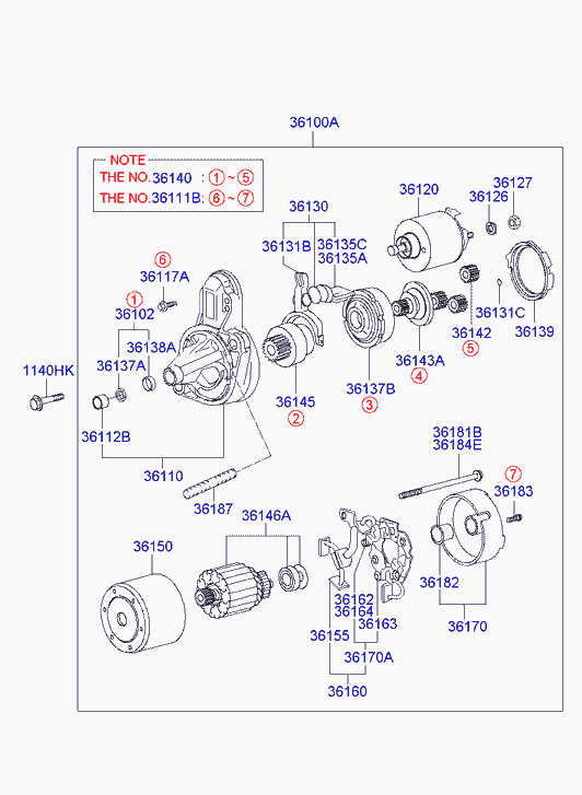 KIA 36100-22805 - Starter alexcarstop-ersatzteile.com