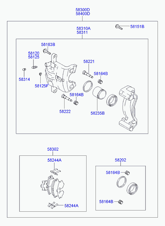 Hyundai 58302-2EA00 - Bremsbelagsatz, Scheibenbremse alexcarstop-ersatzteile.com