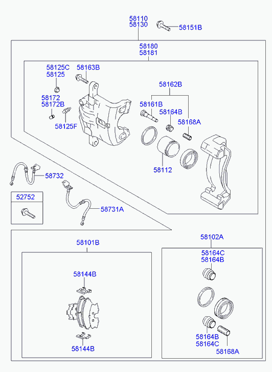 KIA 58101-2EA21 - Bremsbelagsatz, Scheibenbremse alexcarstop-ersatzteile.com