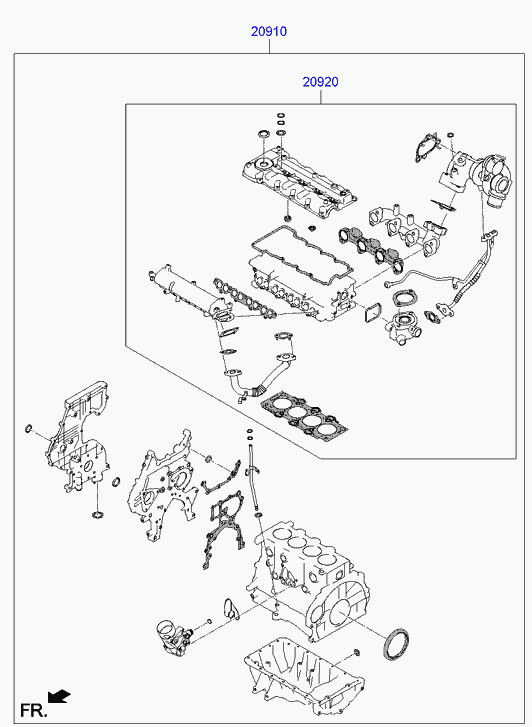 KIA 20910-2AM00 - Dichtungsvollsatz, Motor alexcarstop-ersatzteile.com