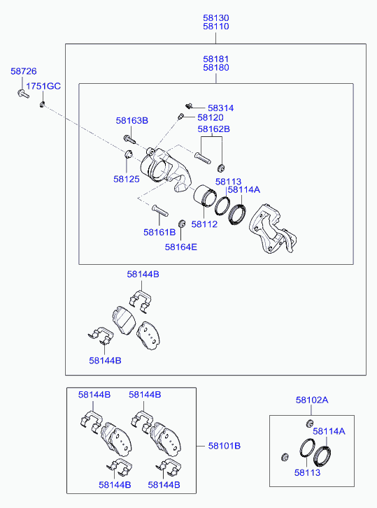 Honda 581011HA10 - Bremsbelagsatz, Scheibenbremse alexcarstop-ersatzteile.com