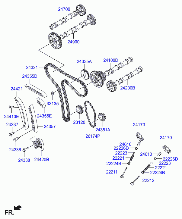 Hyundai 24322-3A000 - Kette, Ölpumpenantrieb alexcarstop-ersatzteile.com