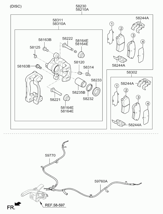 KIA 58302 1MA00 - Bremsbelagsatz, Scheibenbremse alexcarstop-ersatzteile.com