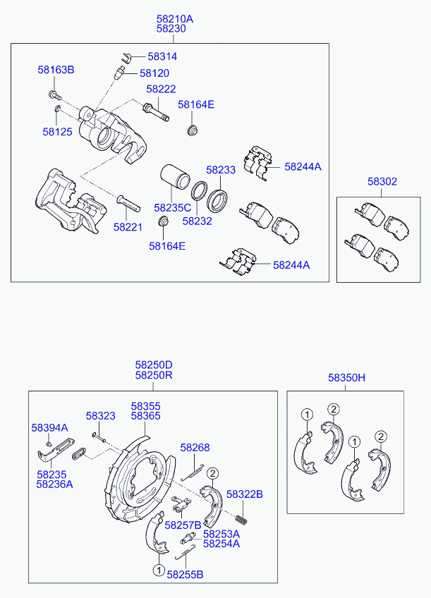 Buessing 58302-1HA00 - Bremsbelagsatz, Scheibenbremse alexcarstop-ersatzteile.com