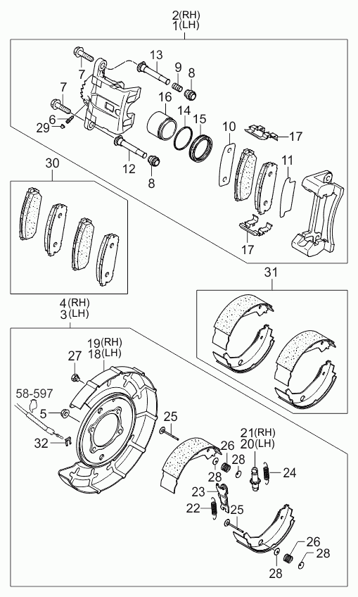 KIA 58302-3ED00 - Bremsbelagsatz, Scheibenbremse alexcarstop-ersatzteile.com