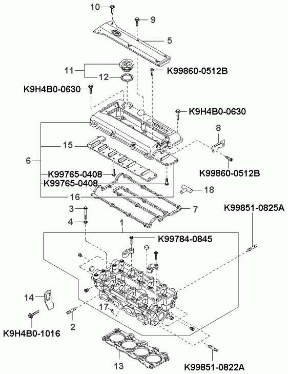 KIA 0K955 10 235 B - Dichtung, Zylinderkopfhaube alexcarstop-ersatzteile.com