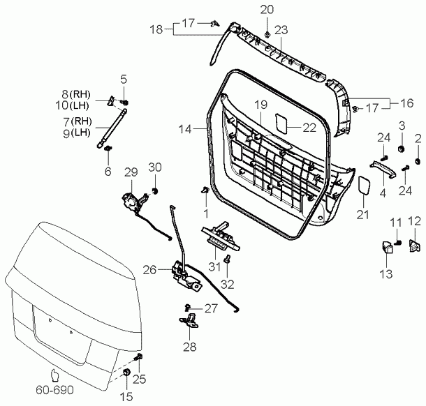 KIA 0K2FB-62-620B - Gasfeder, Koffer / Laderaum alexcarstop-ersatzteile.com