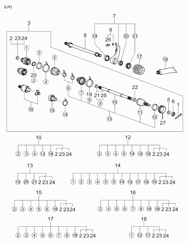 Hyundai 49506-38E00 - Faltenbalg, Antriebswelle alexcarstop-ersatzteile.com