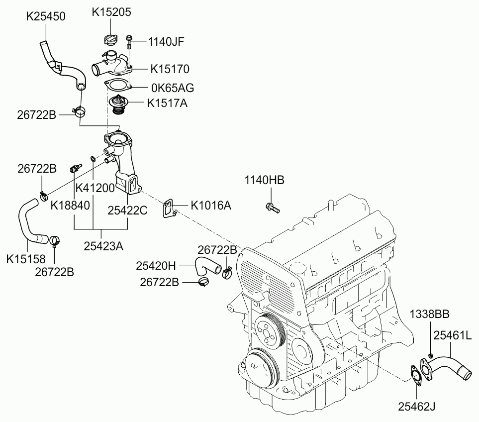 KIA 0K410-15-171A - Thermostat, Kühlmittel alexcarstop-ersatzteile.com