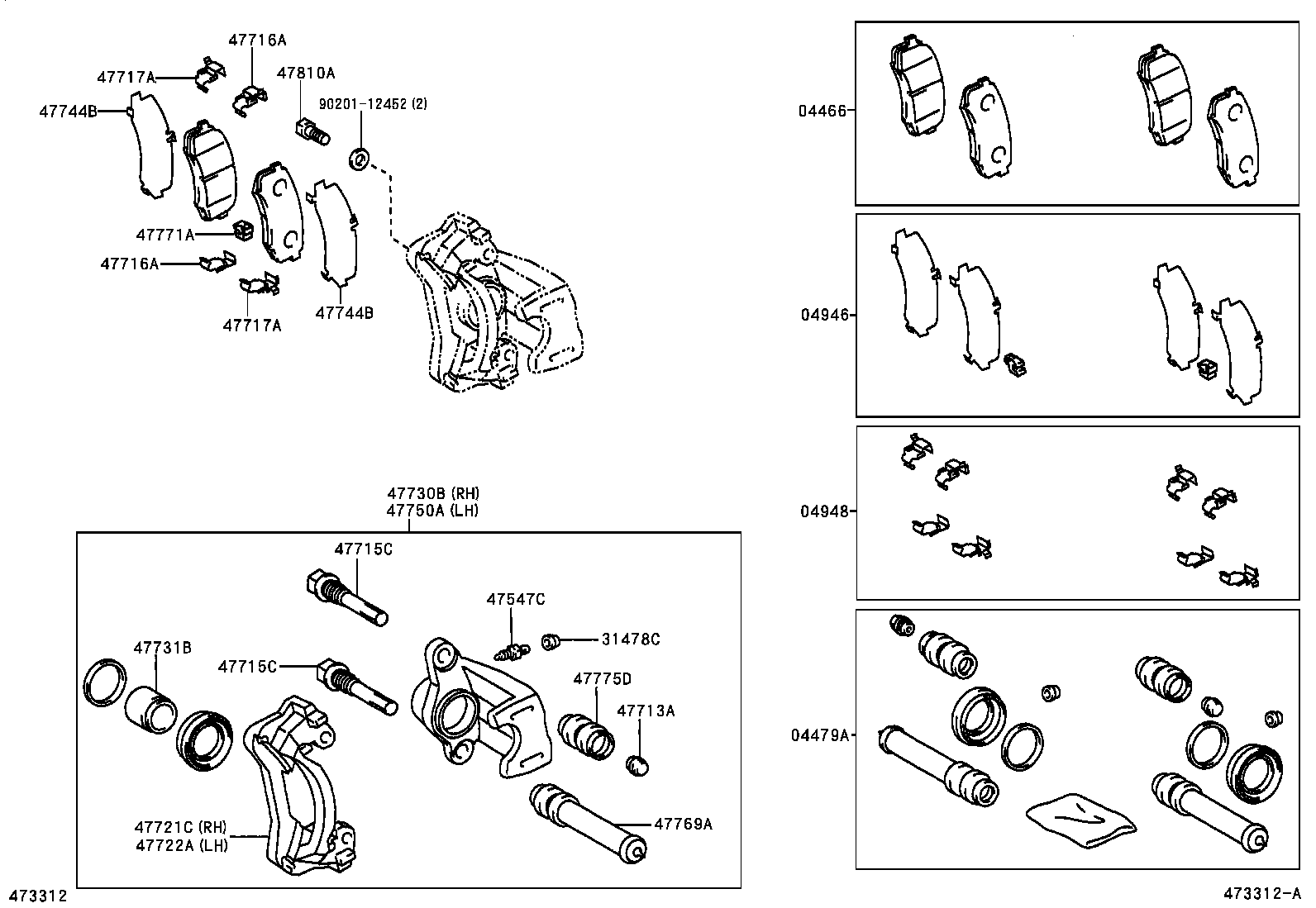 LEXUS 04466-60090 - Bremsbelagsatz, Scheibenbremse alexcarstop-ersatzteile.com